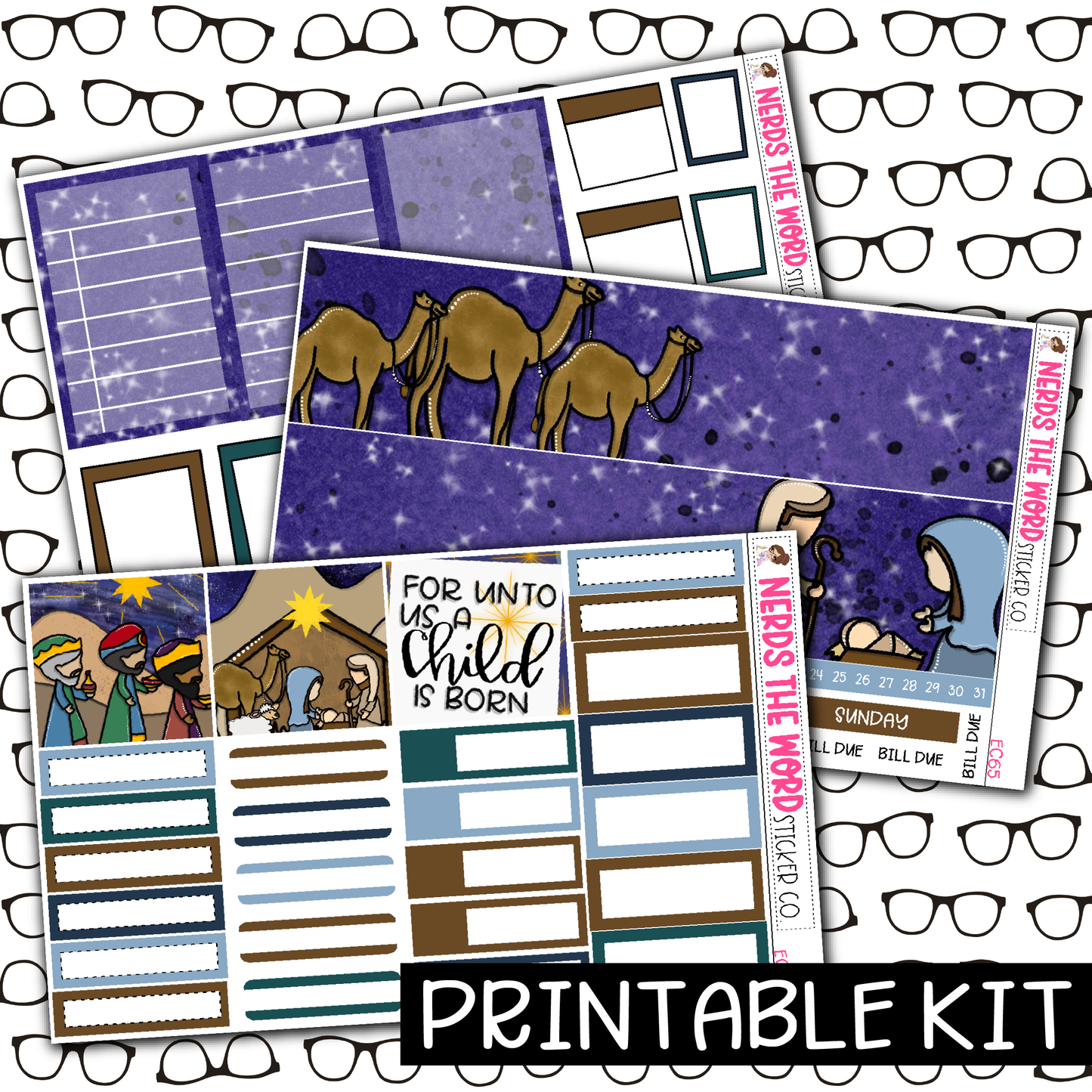 PRINTABLE - Nativity Monthly, Weekly and or Journaling Sticker Kit
