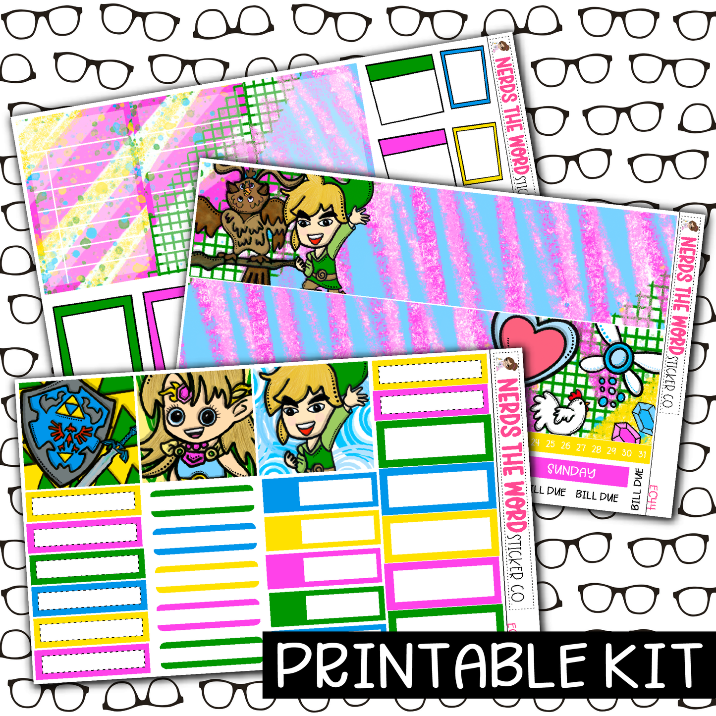 PRINTABLE - Zelda Monthly, Weekly and or Journaling Sticker Kit