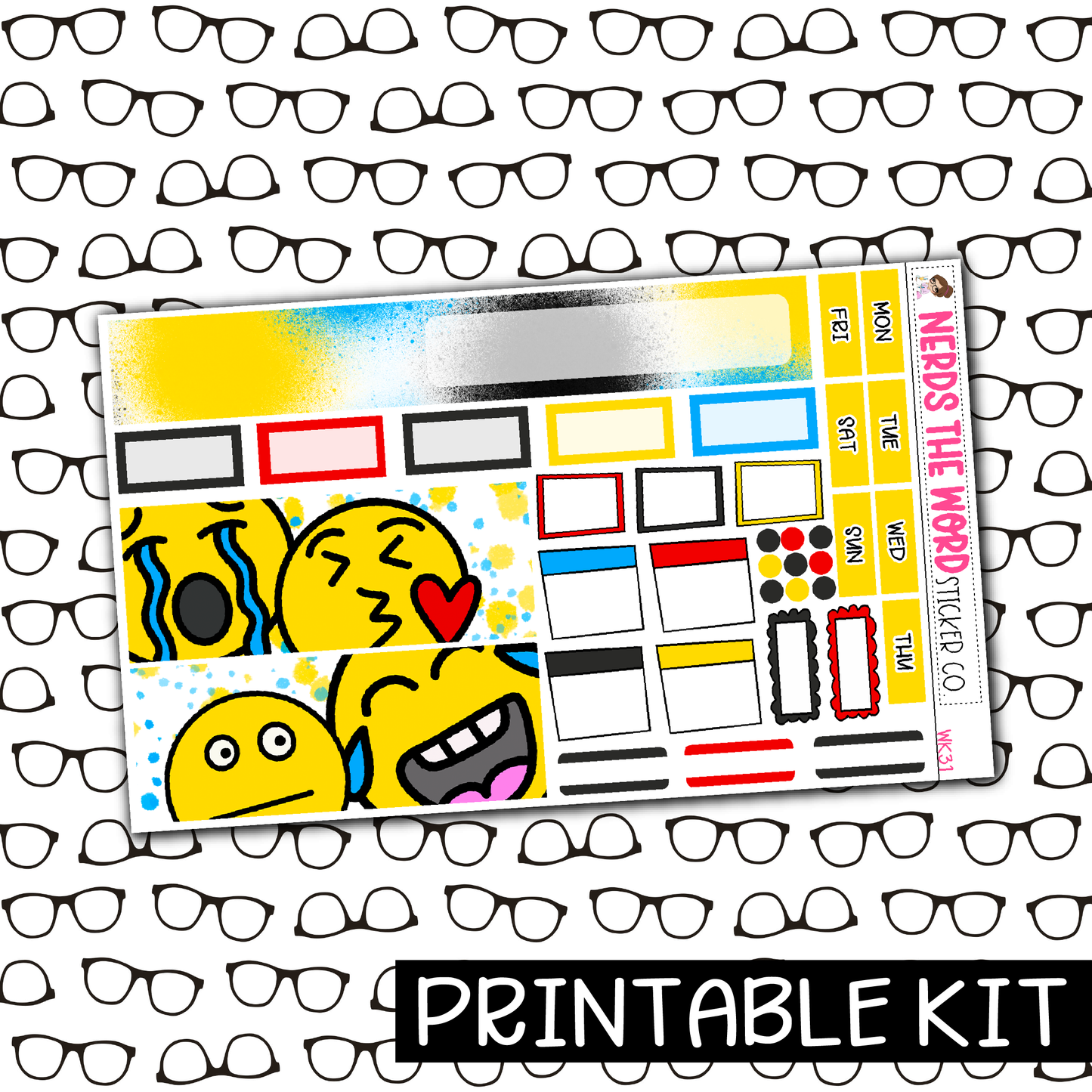 PRINTABLE - Faces Monthly, Weekly and or Journaling Sticker Kit