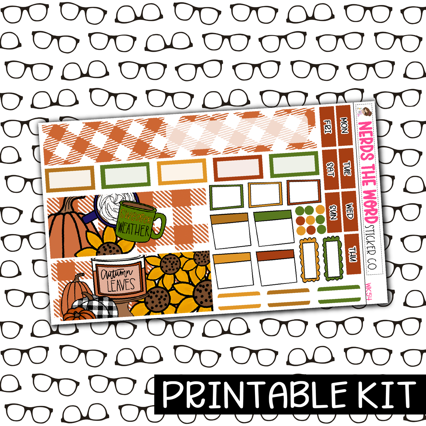 PRINTABLE - Sweater Weather Monthly, Weekly and or Journaling Sticker Kit
