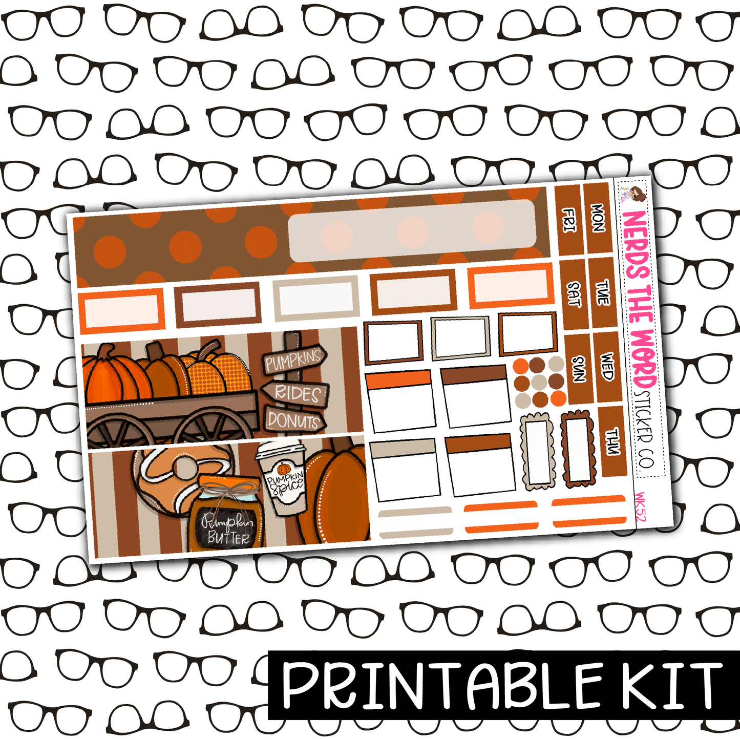 PRINTABLE - Pumpkin Patch Monthly, Weekly and or Journaling Sticker Kit