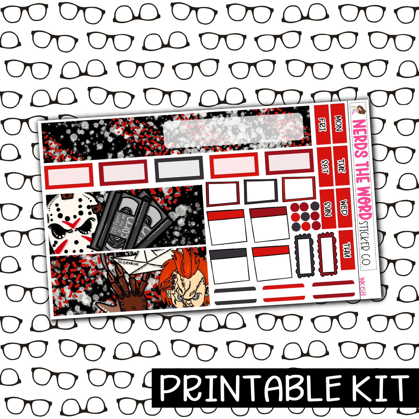 PRINTABLE - Horror Nights Monthly, Weekly and or Journaling Sticker Kit