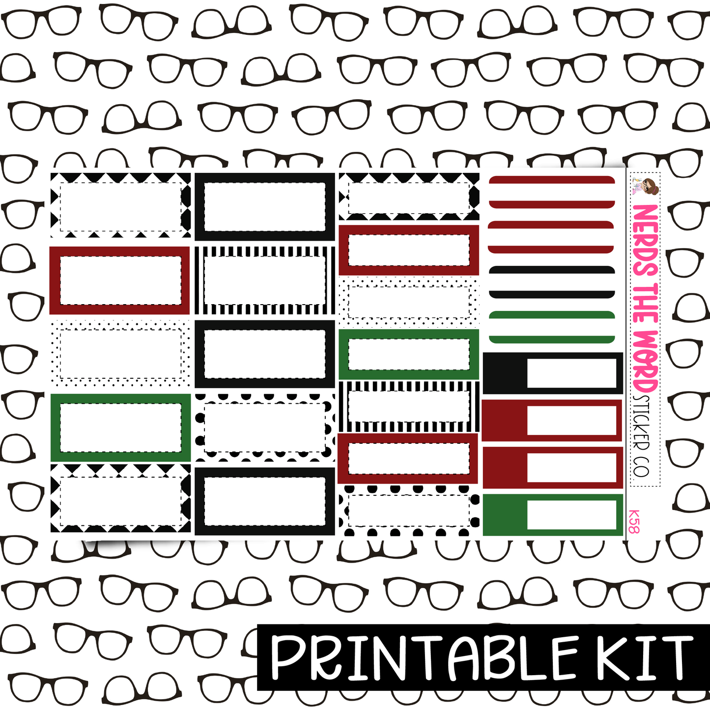 PRINTABLE - O Christmas Tree Monthly, Weekly and or Journaling Sticker Kit