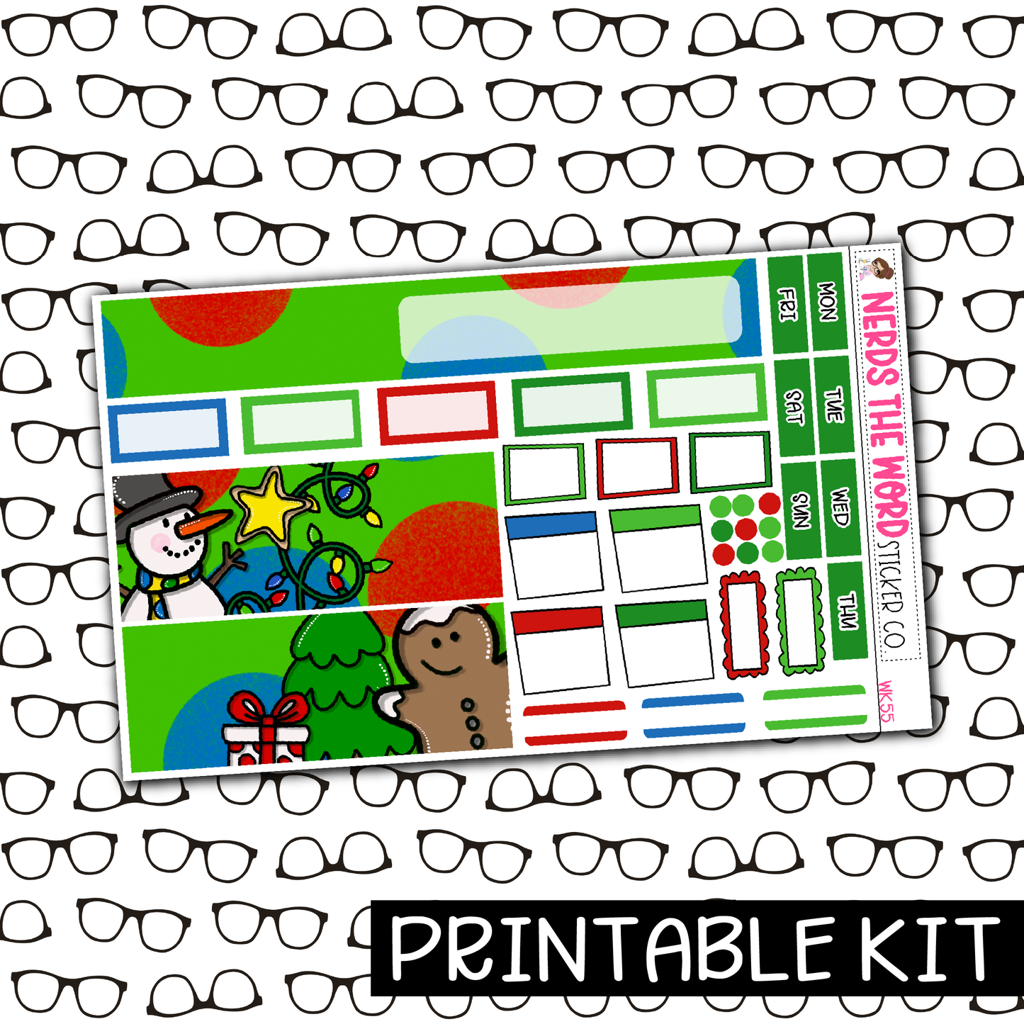 PRINTABLE - Classic Christmas Monthly, Weekly and or Journaling Sticker Kit