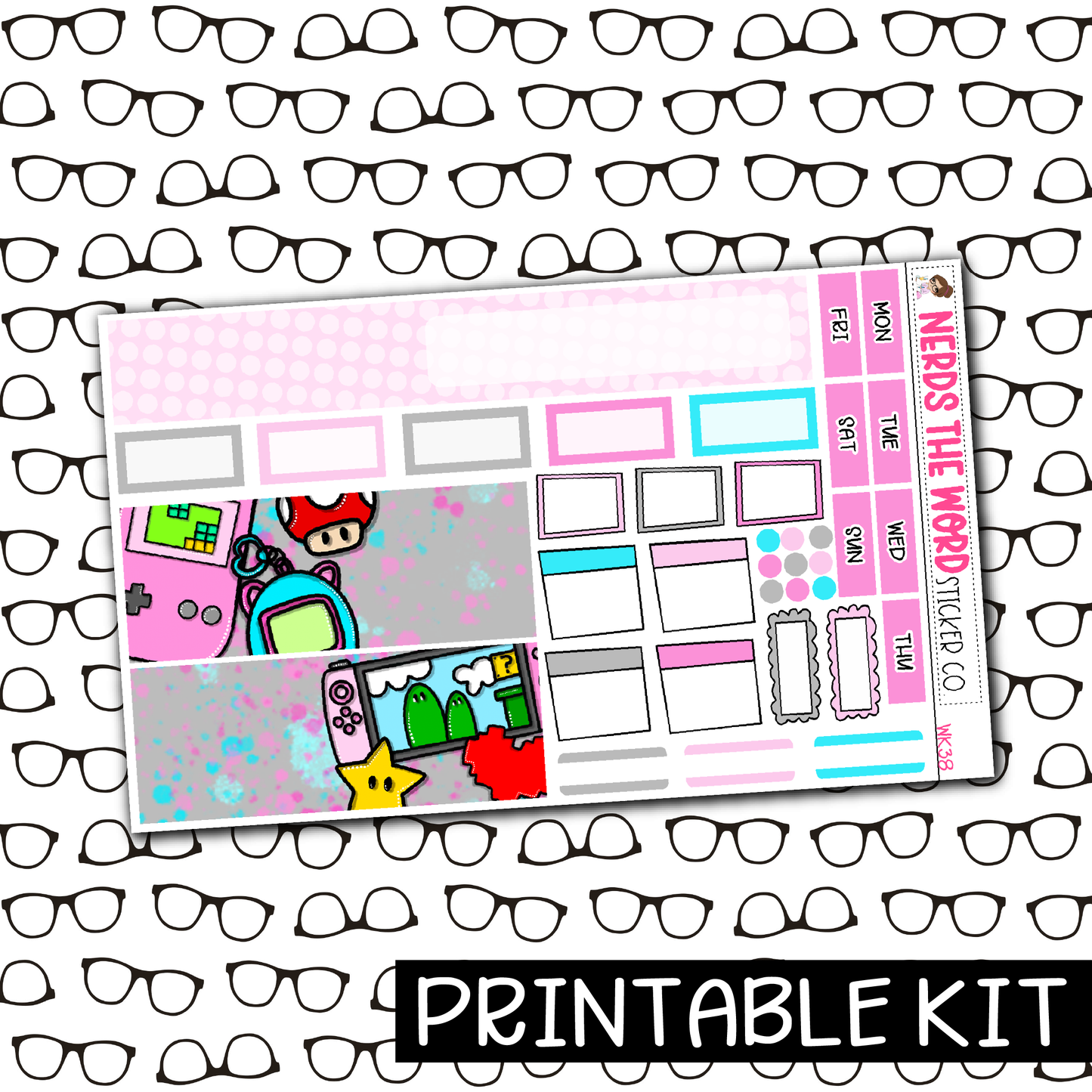 PRINTABLE - Gamer Girl Monthly, Weekly and or Journaling Sticker Kit