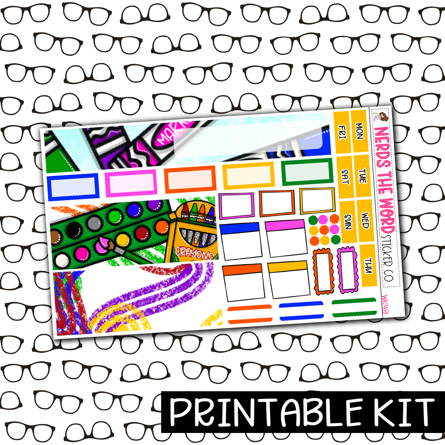 PRINTABLE - Color Monthly, Weekly and or Journaling Sticker Kit