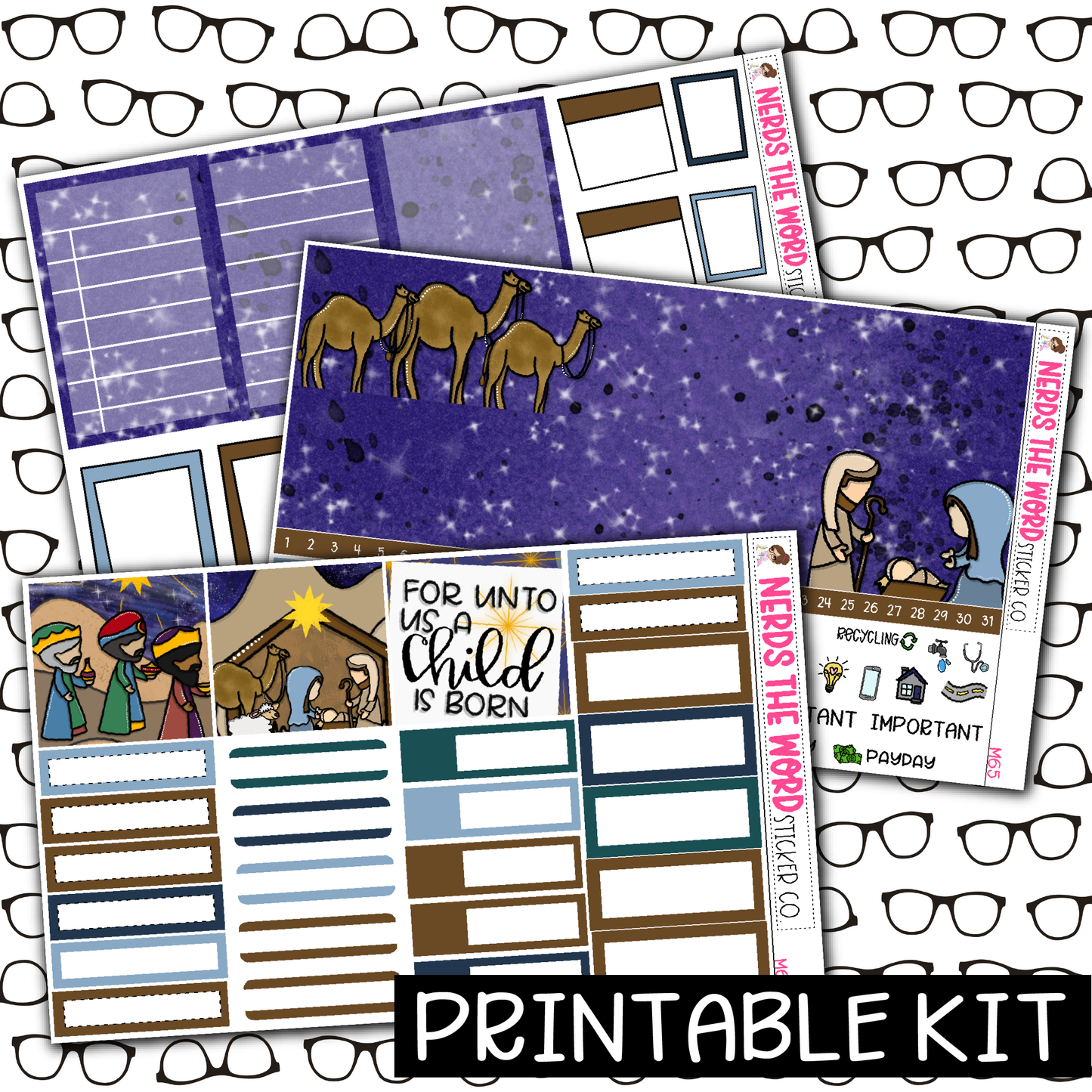 PRINTABLE - Nativity Monthly, Weekly and or Journaling Sticker Kit