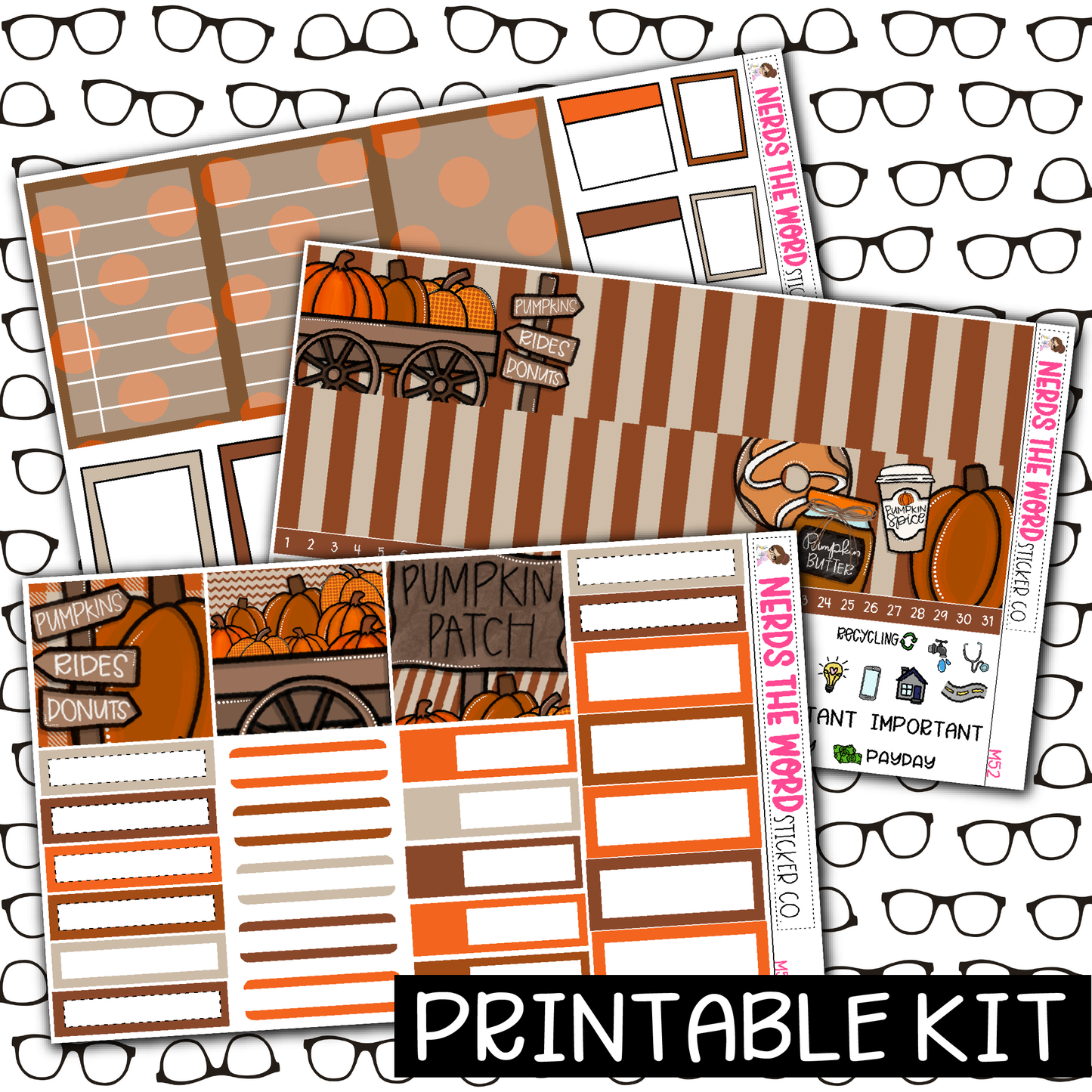 PRINTABLE - Pumpkin Patch Monthly, Weekly and or Journaling Sticker Kit