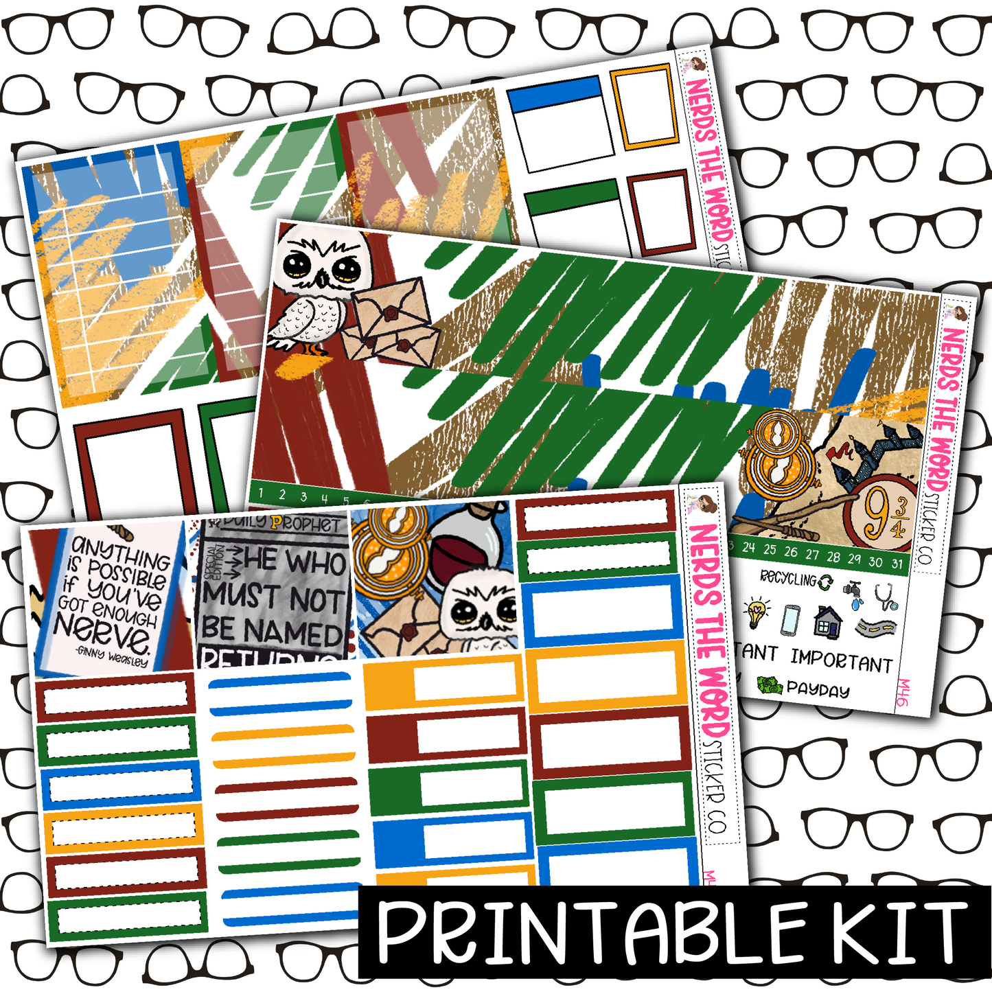 PRINTABLE - You're a Wizard Monthly, Weekly and or Journaling Sticker Kit