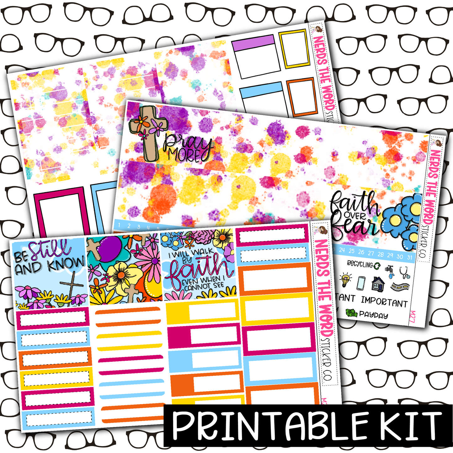 PRINTABLE - Pray Monthly, Weekly and or Journaling Sticker Kit