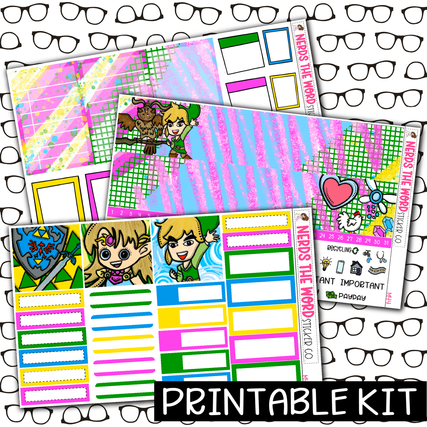 PRINTABLE - Zelda Monthly, Weekly and or Journaling Sticker Kit