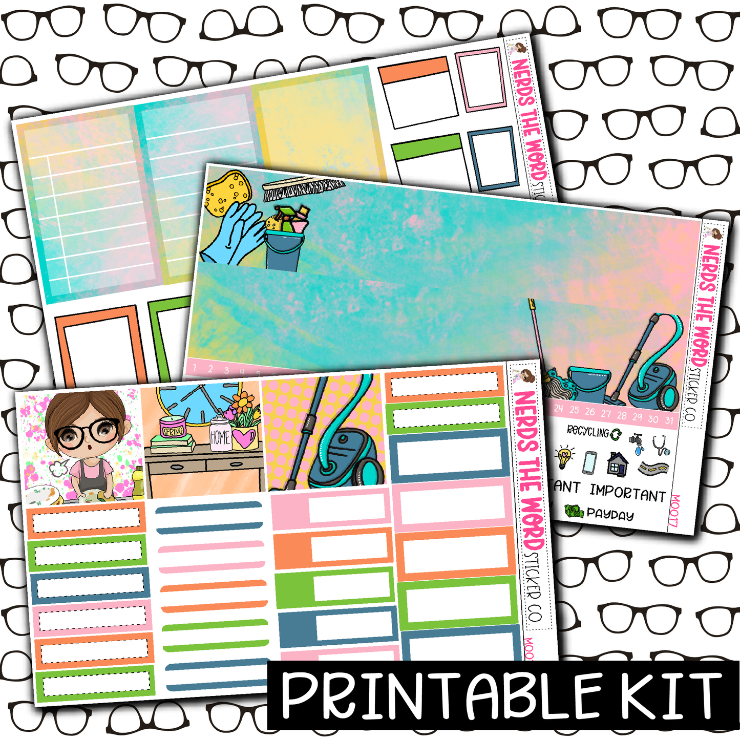 PRINTABLE - Spring Cleaning Monthly, Weekly and or Journaling Sticker Kit