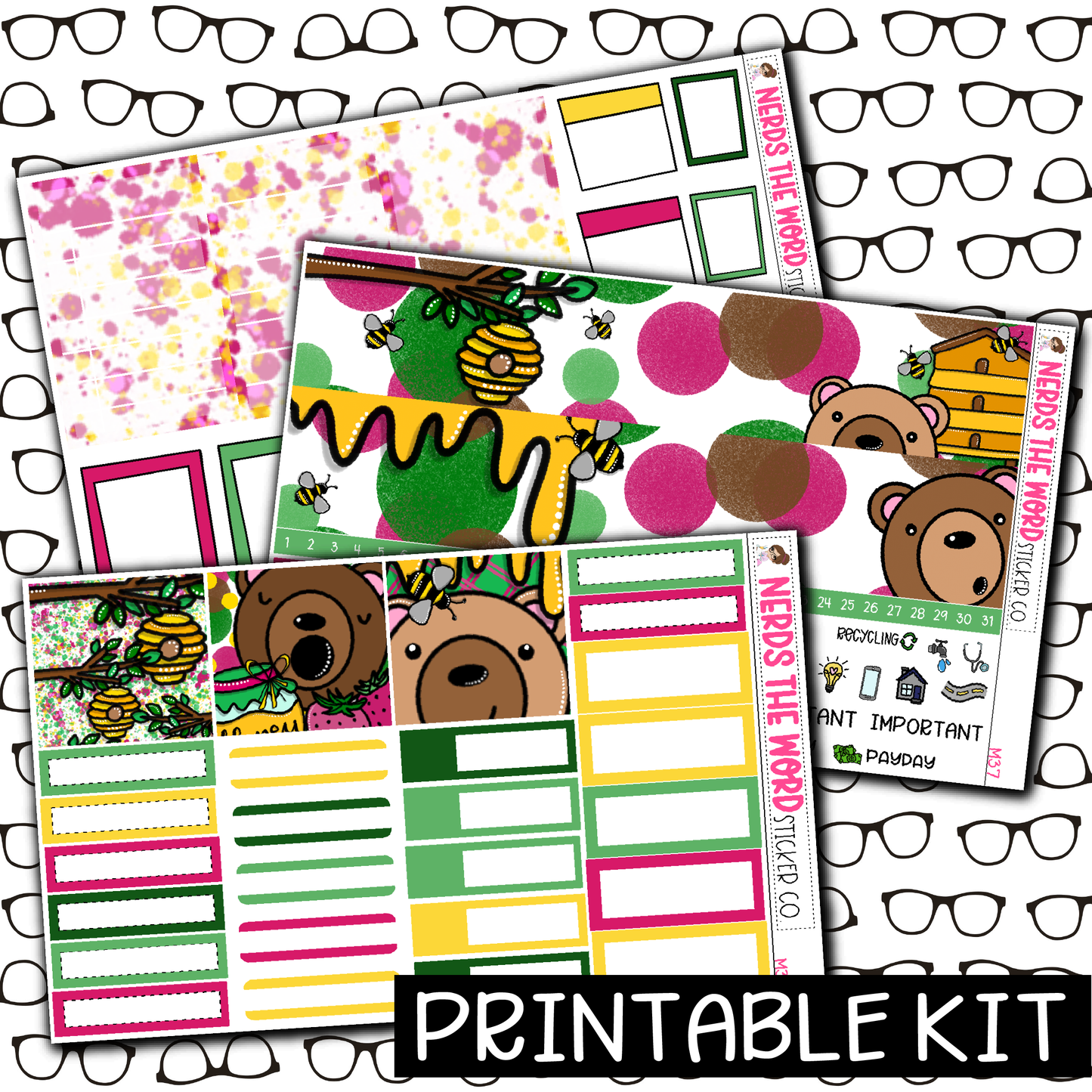 PRINTABLE - Don't Feed The Bears Monthly, Weekly and or Journaling Sticker Kit