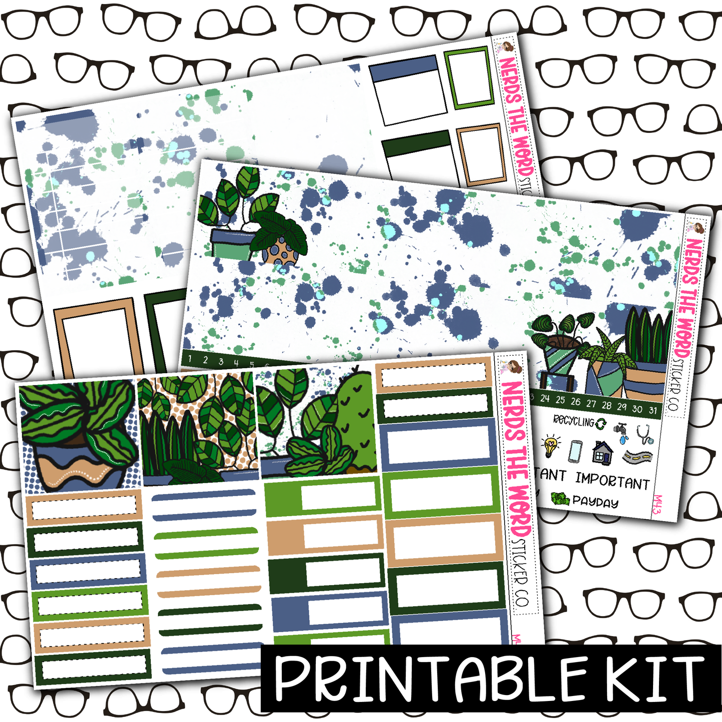PRINTABLE - Plants Monthly, Weekly and or Journaling Sticker Kit