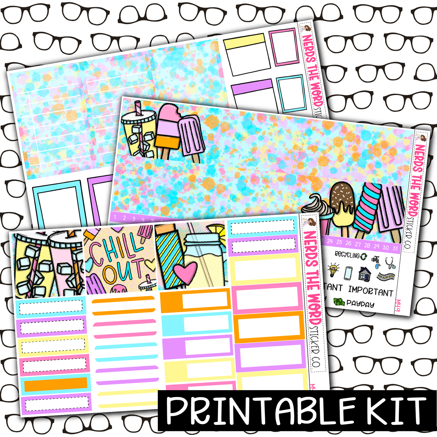 PRINTABLE - Chill Out Monthly, Weekly and or Journaling Sticker Kit