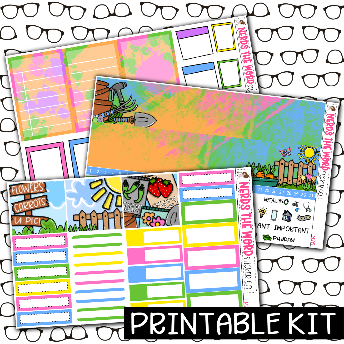 PRINTABLE - Garden Monthly, Weekly and or Journaling Sticker Kit