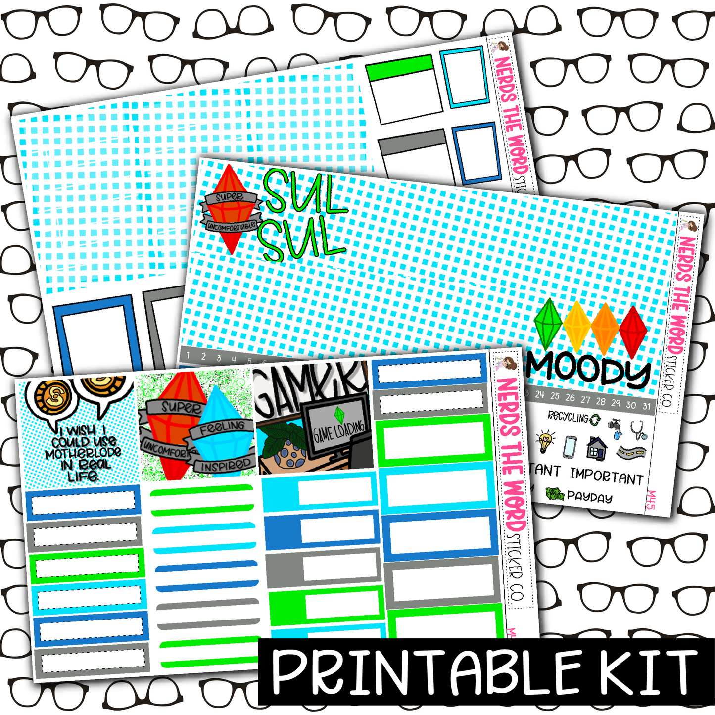 PRINTABLE - Sul Sul Monthly, Weekly and or Journaling Sticker Kit