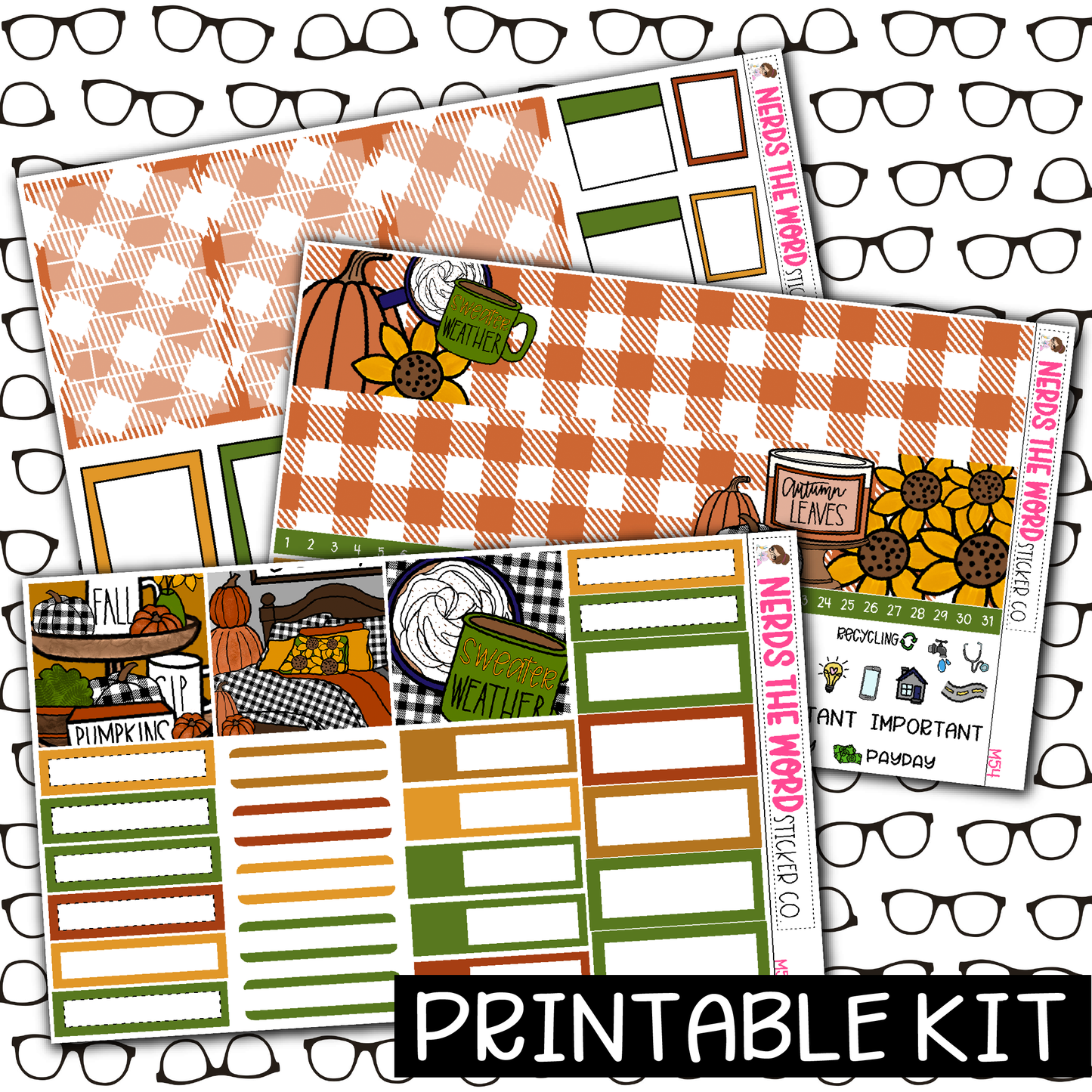 PRINTABLE - Sweater Weather Monthly, Weekly and or Journaling Sticker Kit