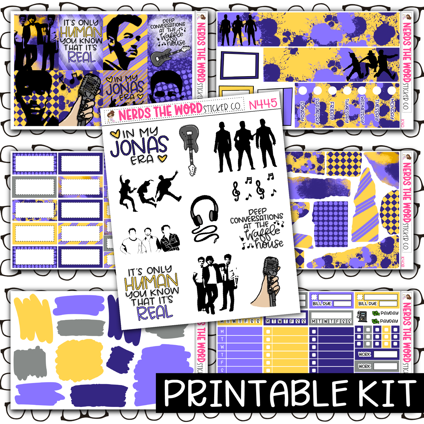 PRINTABLE -Jonas Monthly, Weekly and or Journaling Sticker Kit