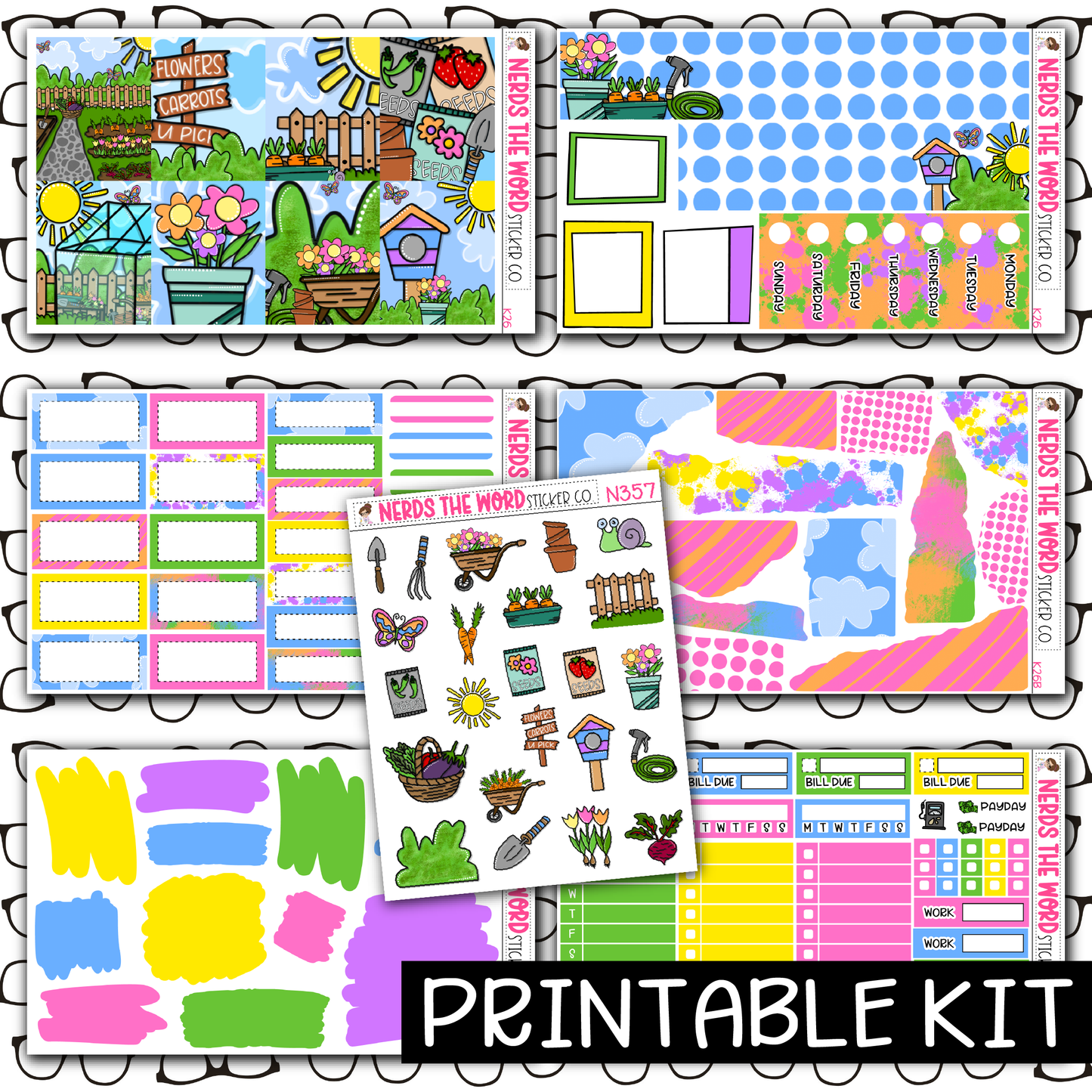 PRINTABLE - Garden Monthly, Weekly and or Journaling Sticker Kit