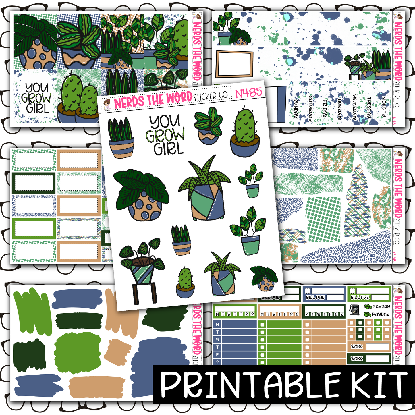 PRINTABLE - Plants Monthly, Weekly and or Journaling Sticker Kit