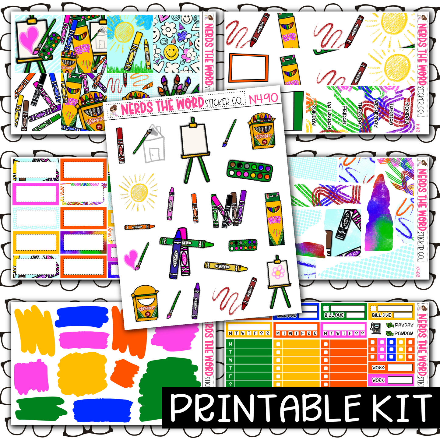 PRINTABLE - Color Monthly, Weekly and or Journaling Sticker Kit