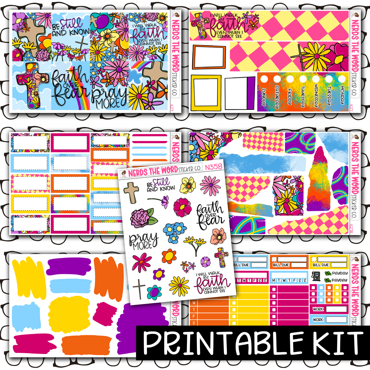 PRINTABLE - Pray Monthly, Weekly and or Journaling Sticker Kit