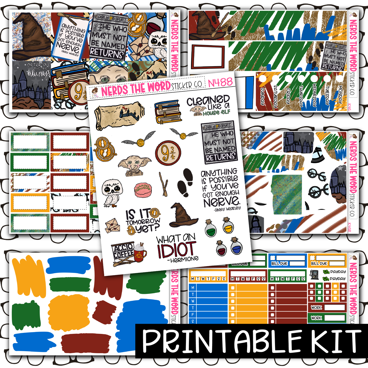 PRINTABLE - You're a Wizard Monthly, Weekly and or Journaling Sticker Kit