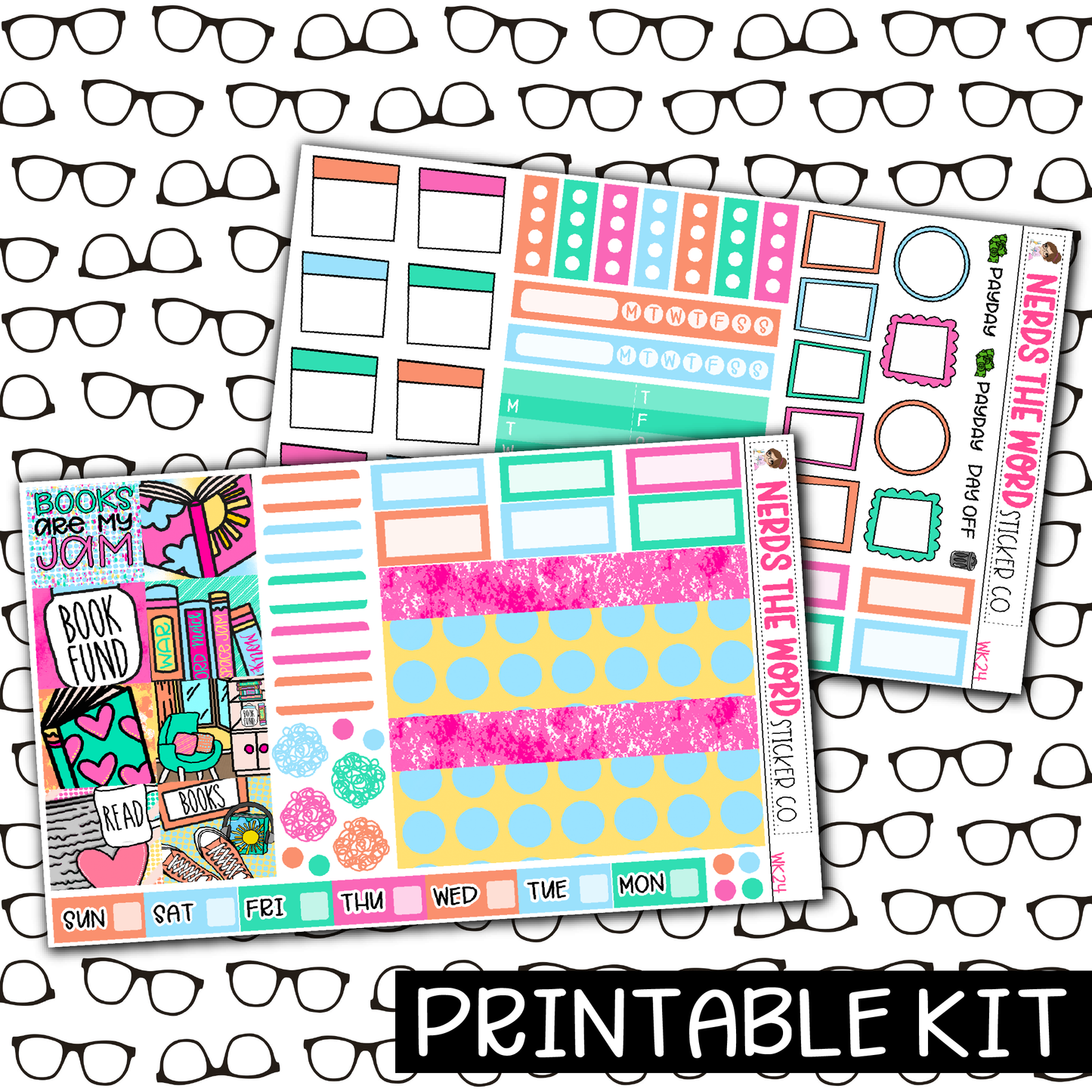 PRINTABLE - Books are my Jam Monthly, Weekly and or Journaling Sticker Kit