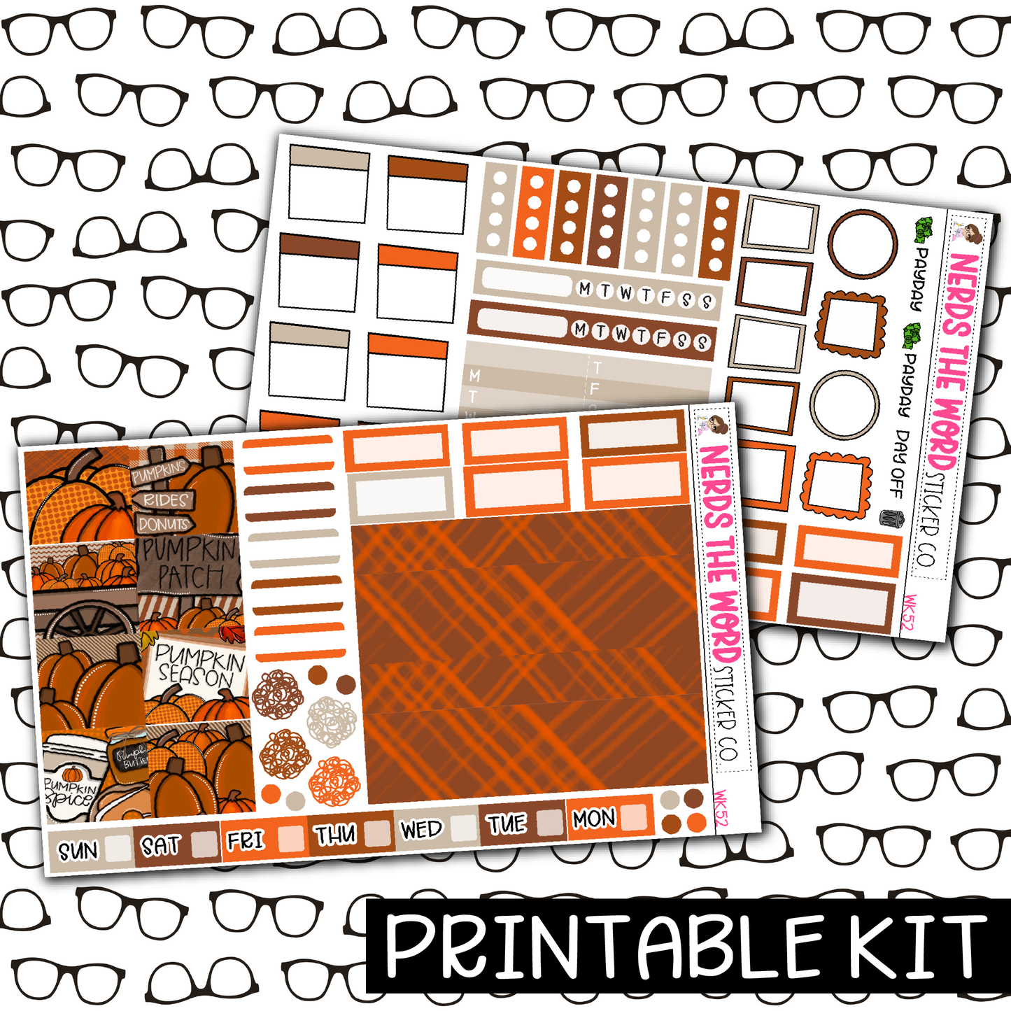PRINTABLE - Pumpkin Patch Monthly, Weekly and or Journaling Sticker Kit