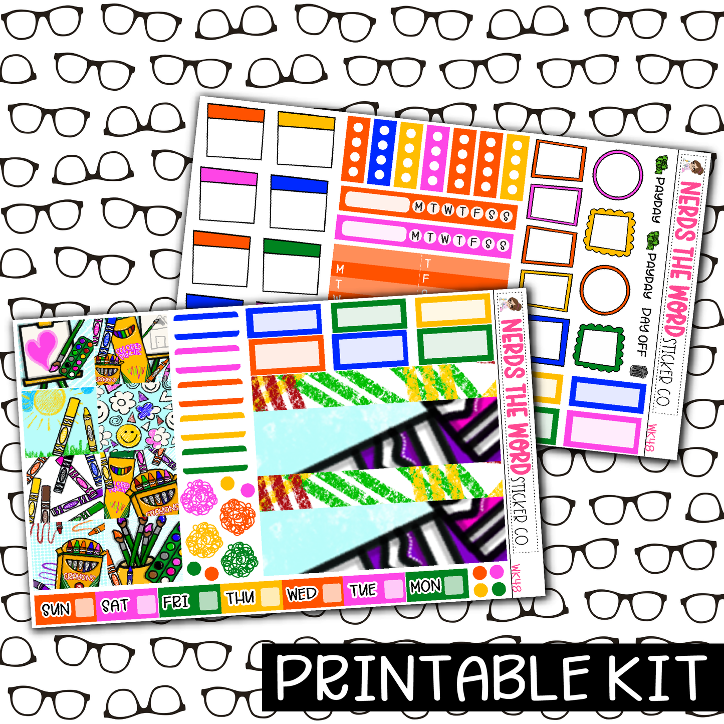 PRINTABLE - Color Monthly, Weekly and or Journaling Sticker Kit
