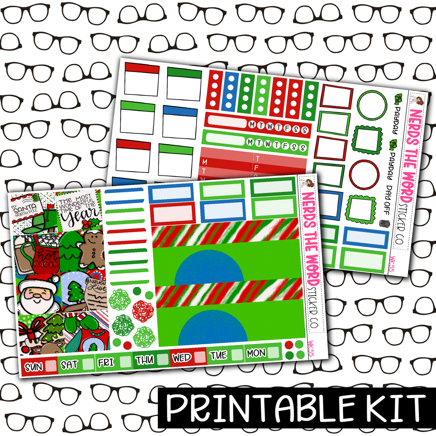 PRINTABLE - Classic Christmas Monthly, Weekly and or Journaling Sticker Kit