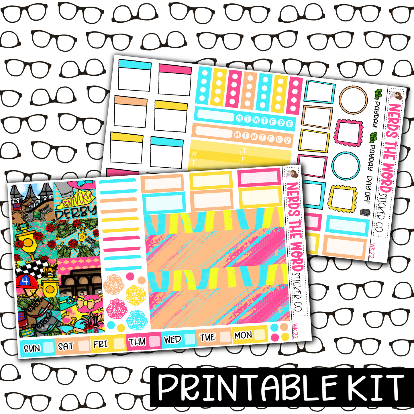 PRINTABLE - Kentucky Derby Monthly, Weekly and or Journaling Sticker Kit
