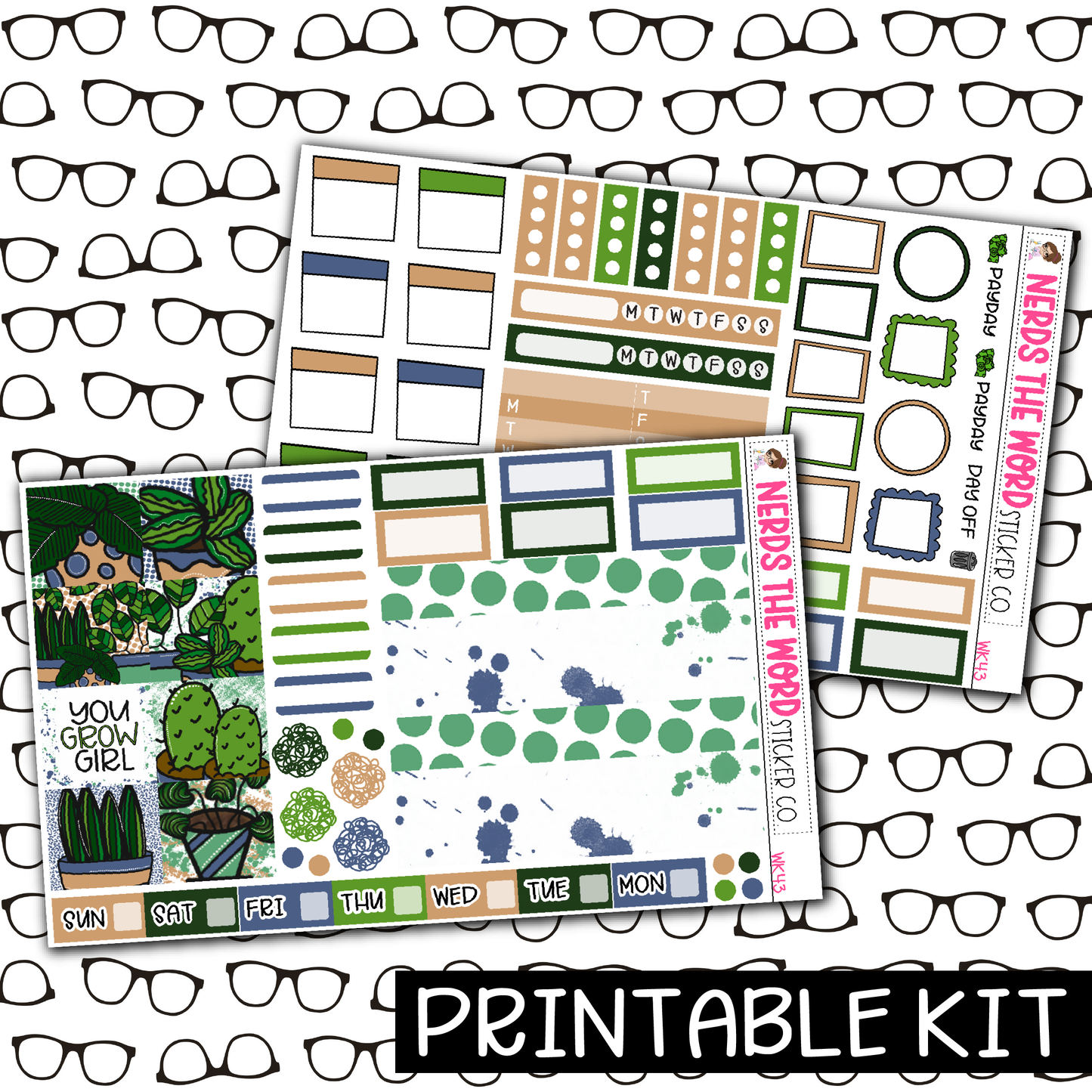 PRINTABLE - Plants Monthly, Weekly and or Journaling Sticker Kit