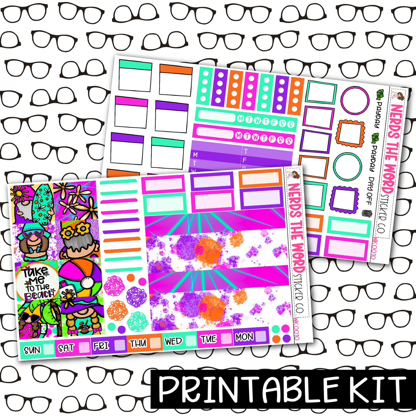 PRINTABLE - Beach Gnomes Monthly, Weekly and or Journaling Sticker Kit