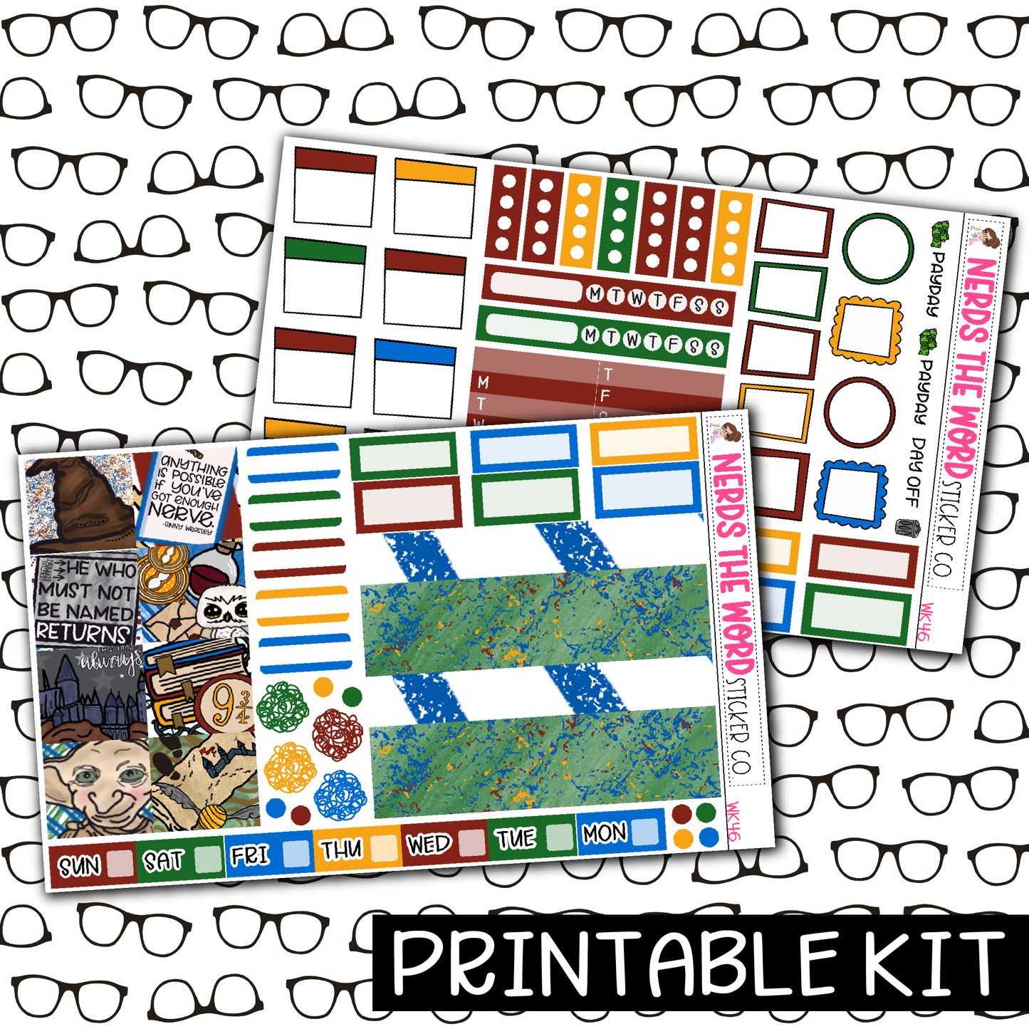 PRINTABLE - You're a Wizard Monthly, Weekly and or Journaling Sticker Kit