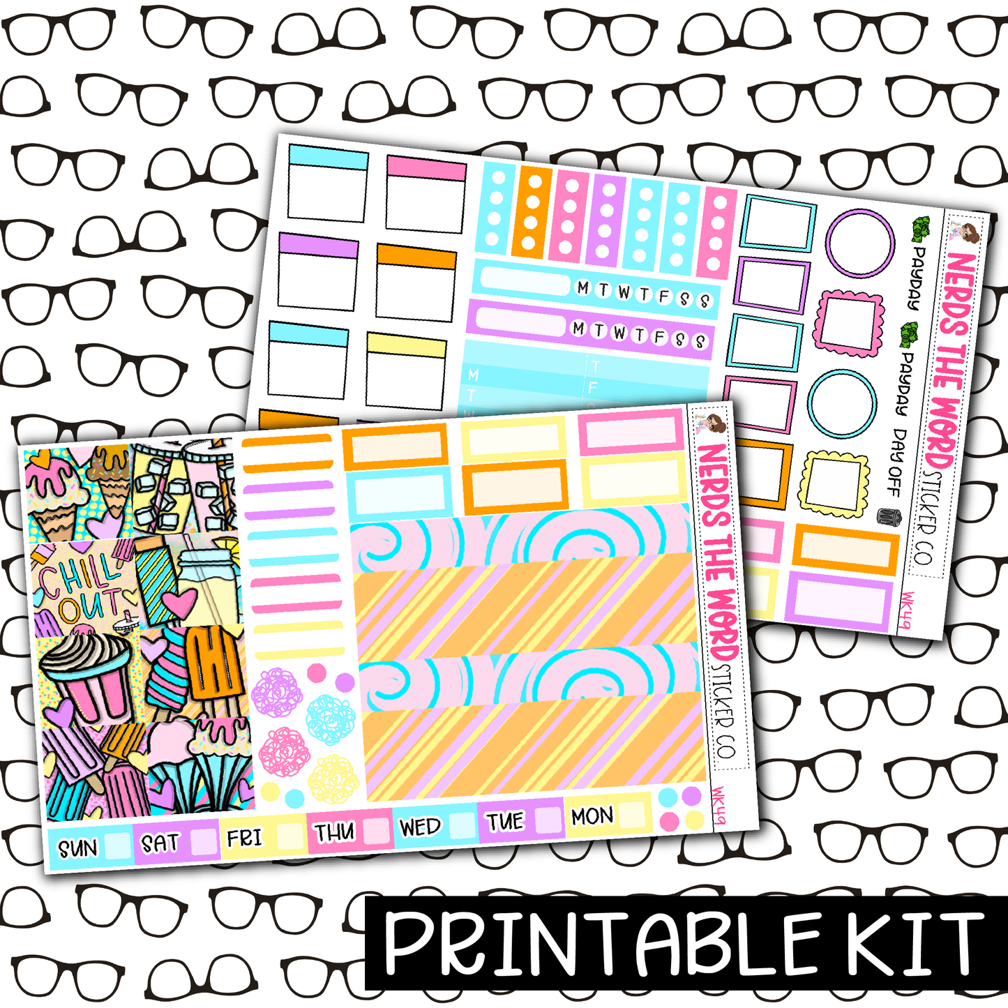 PRINTABLE - Chill Out Monthly, Weekly and or Journaling Sticker Kit