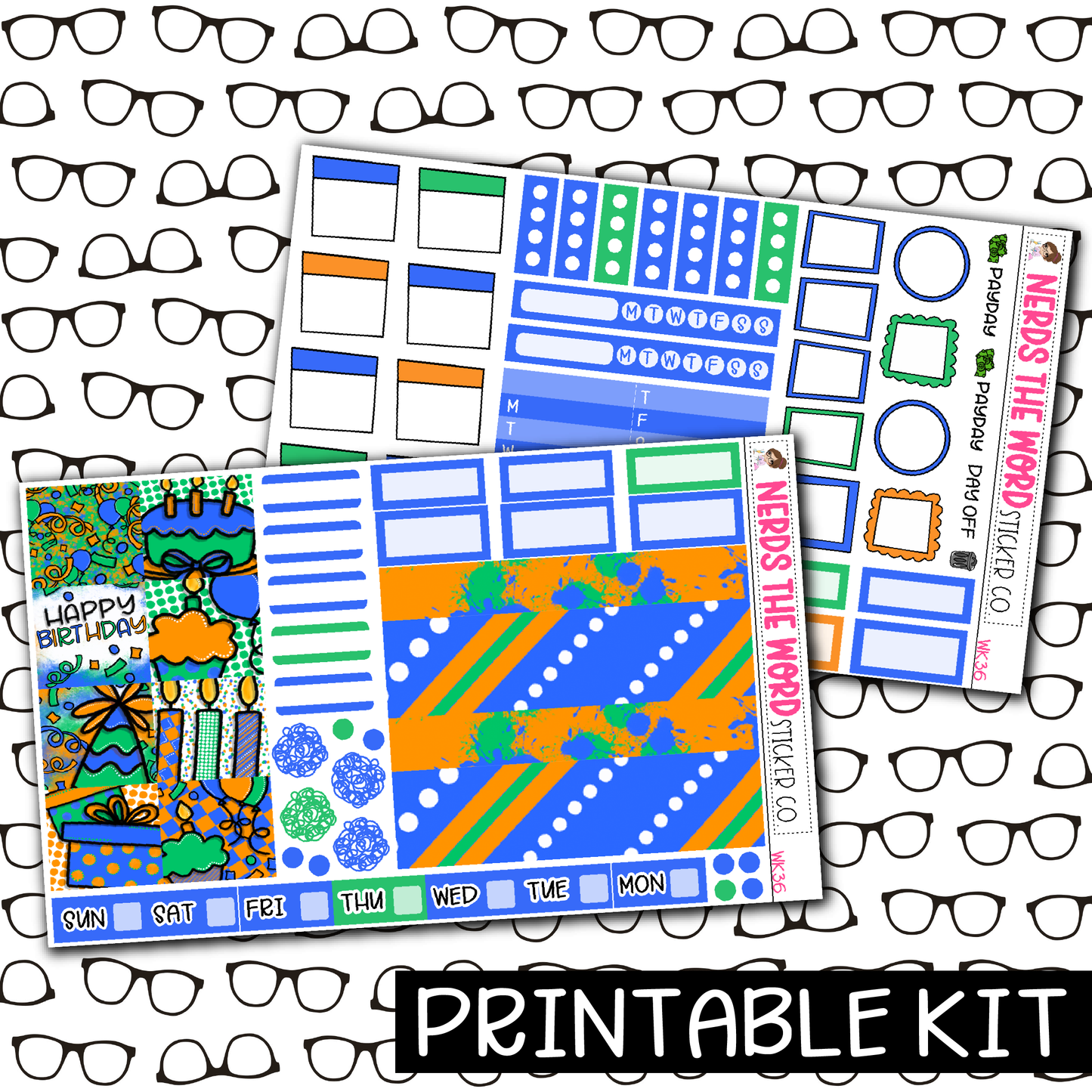 PRINTABLE - Dude Birthday Monthly, Weekly and or Journaling Sticker Kit
