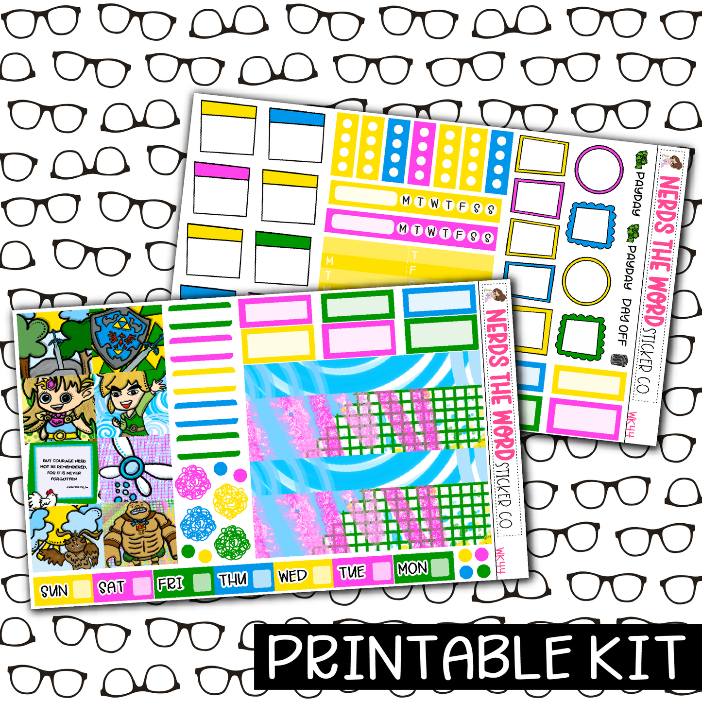 PRINTABLE - Zelda Monthly, Weekly and or Journaling Sticker Kit