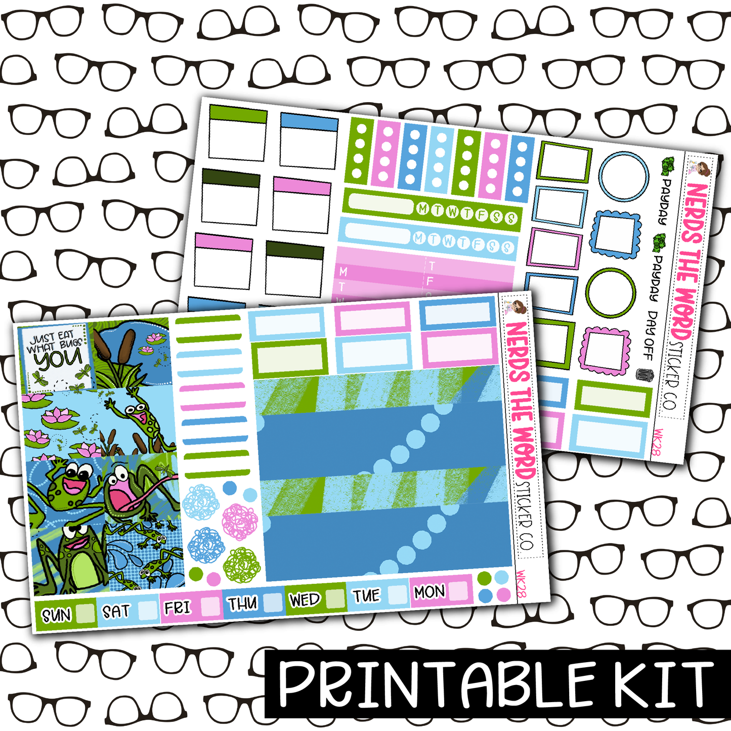 PRINTABLE - Frogs Monthly, Weekly and or Journaling Sticker Kit