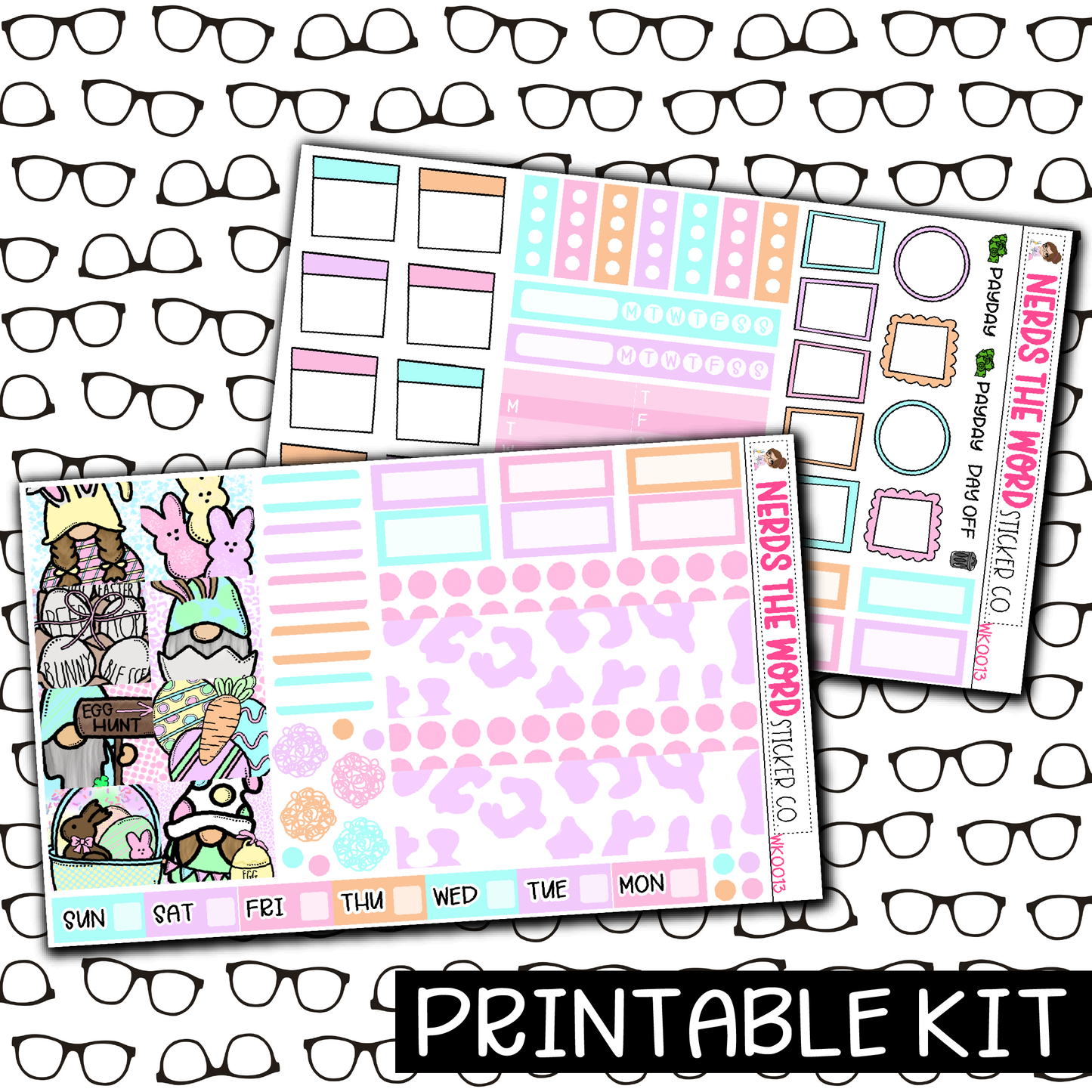 PRINTABLE - Easter Gnomes Monthly, Weekly and or Journaling Sticker Kit