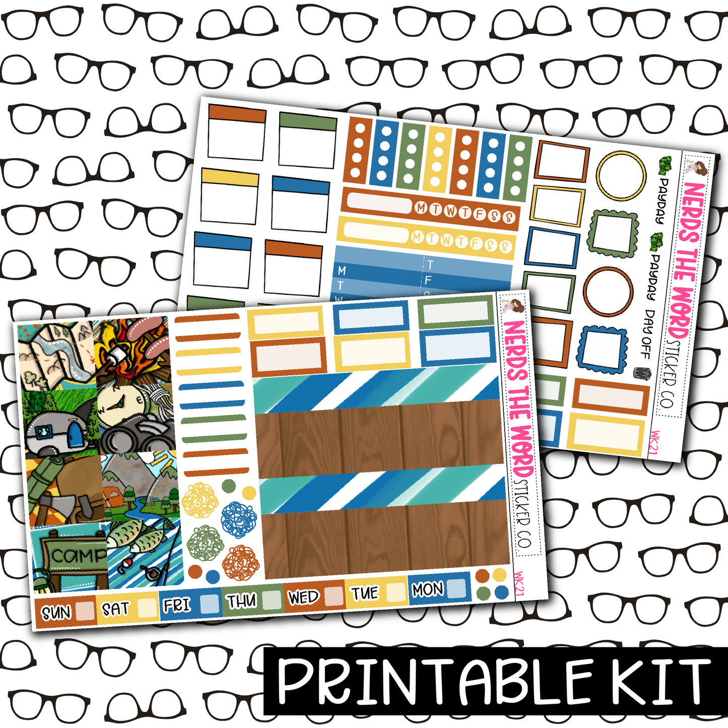 PRINTABLE - Camp Monthly, Weekly and or Journaling Sticker Kit