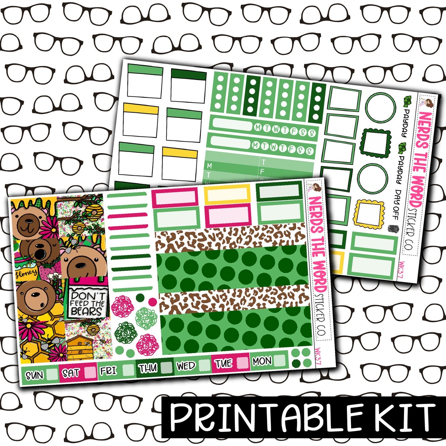 PRINTABLE - Don't Feed The Bears Monthly, Weekly and or Journaling Sticker Kit
