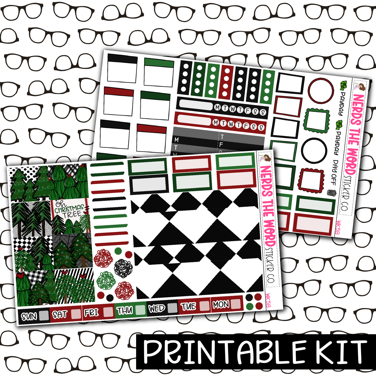 PRINTABLE - O Christmas Tree Monthly, Weekly and or Journaling Sticker Kit