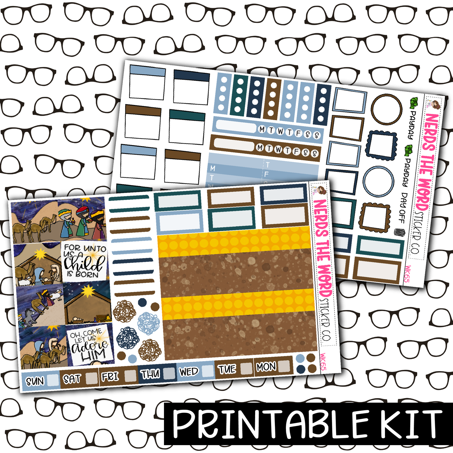 PRINTABLE - Nativity Monthly, Weekly and or Journaling Sticker Kit