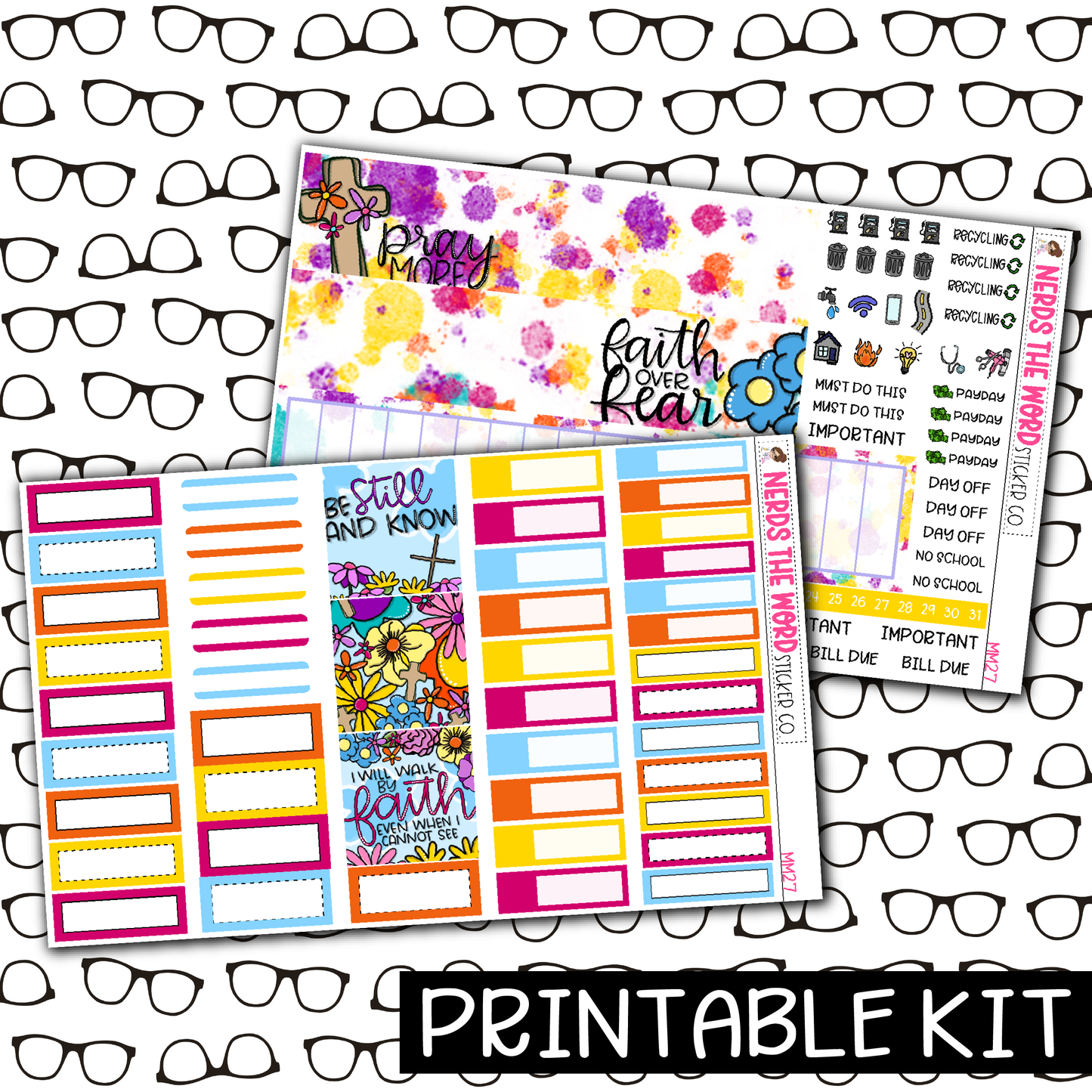 PRINTABLE - Pray Monthly, Weekly and or Journaling Sticker Kit