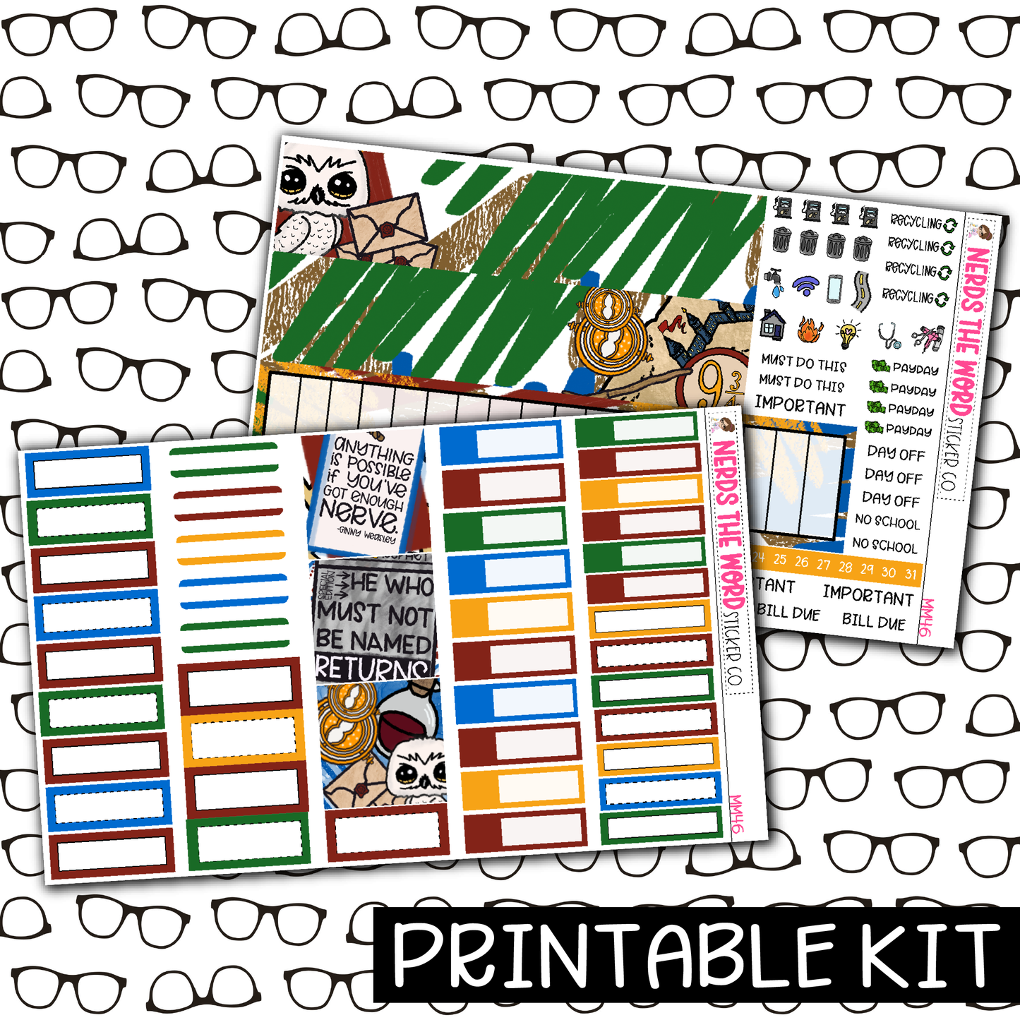 PRINTABLE - You're a Wizard Monthly, Weekly and or Journaling Sticker Kit