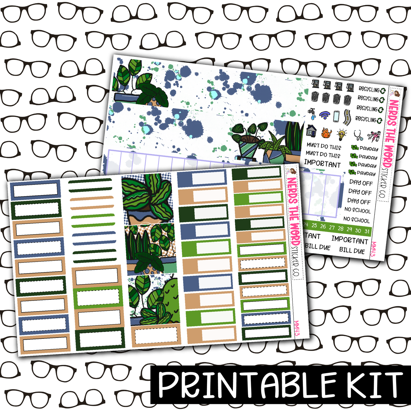 PRINTABLE - Plants Monthly, Weekly and or Journaling Sticker Kit