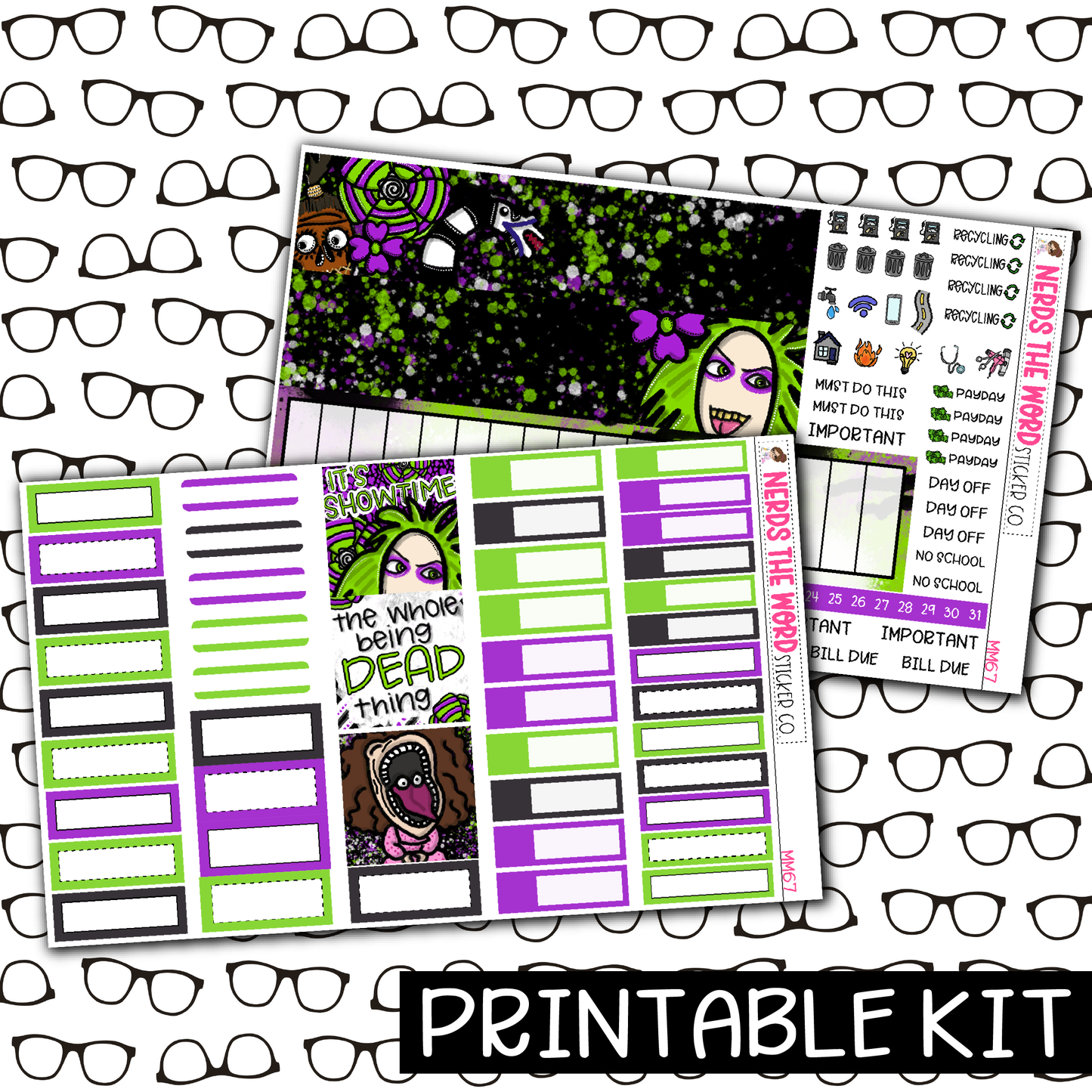 PRINTABLE - Beetlejuice Monthly, Weekly and or Journaling Sticker Kit