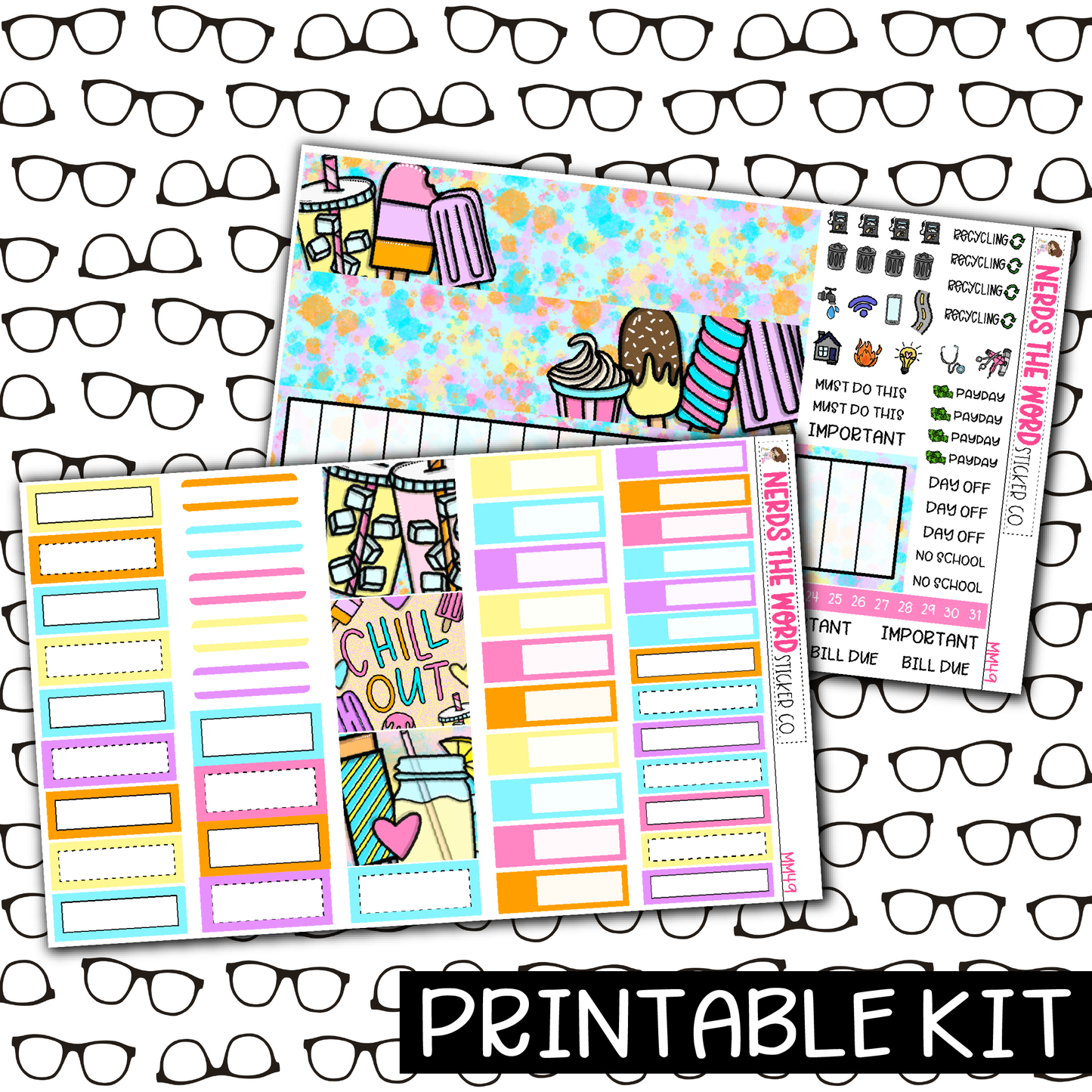 PRINTABLE - Chill Out Monthly, Weekly and or Journaling Sticker Kit